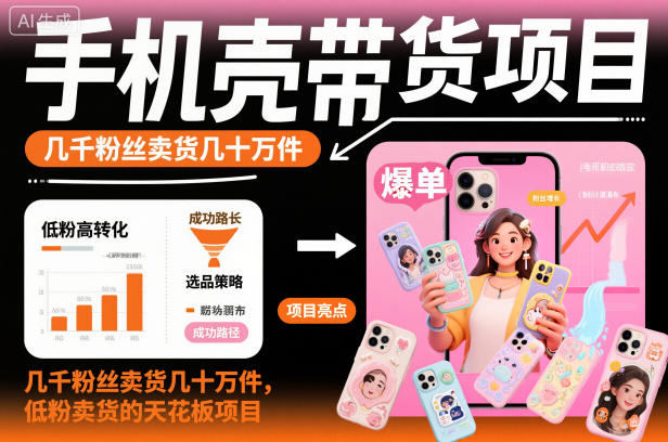 手机壳带货项目实操指南，低粉账号卖出几十万件
