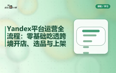 Yandex平台运营全流程：零基础吃透跨境开店、选品与上架
