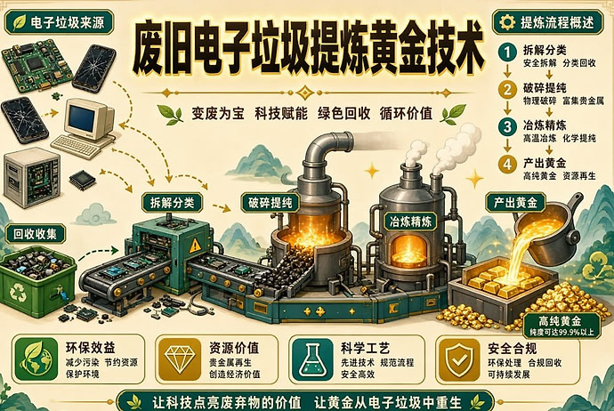 废旧电子垃圾提炼黄金技术，含金量分析与提炼全流程