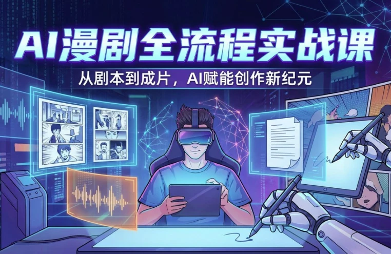 AI漫剧全流程实战课，剧本改编+素材制作+AI生成视频